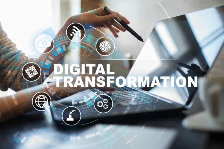 Digital transformation, Concept of digitization of business processes and modern technology. transformation digitale